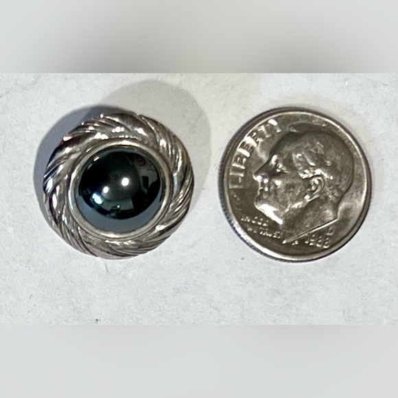 Vintage Sterling Hermatite Cabachon Clip on Earrings early 1900’s - Picture 7 of 8